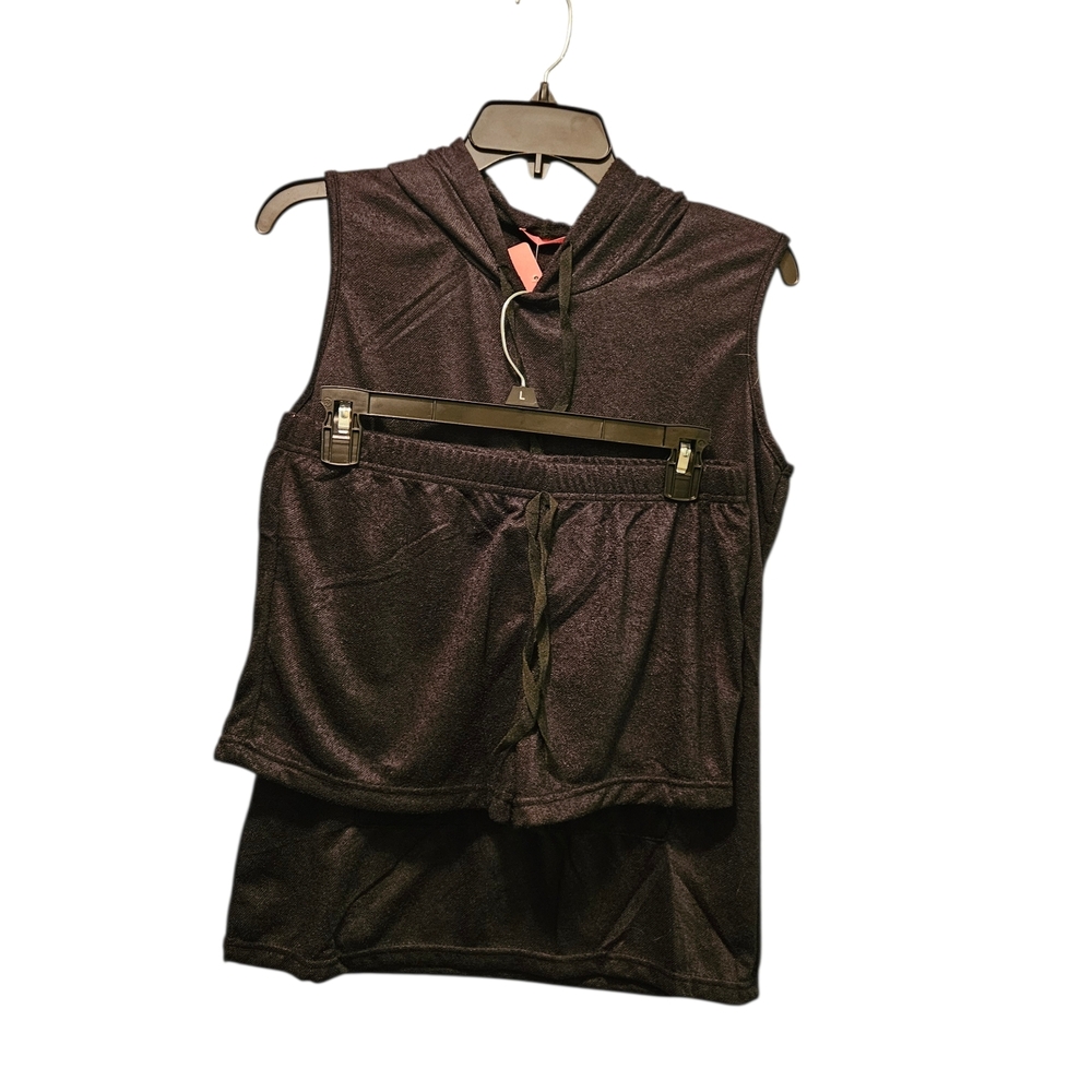 Emme Jordan Loungewear Set Large Sleeveless Hoodie Shorts Black Athleisure ws73